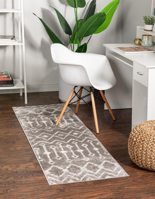 Stone Gray 2' 7 x 13' 1 Bohemian Trellis Runner Area Rug 100% Polypropylene With Cotton Backing Geometric Modern Boho Decor Carpet for Living Rooms Office Dining Kitchen Interior Design for Sale at Rug Engine