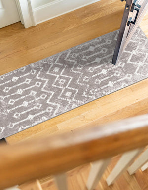 Stone Gray 2' x 6' 1 Bohemian Trellis Runner Area Rug 100% Polypropylene With Cotton Backing Geometric Modern Boho Decor Carpet for Living Rooms Office Dining Kitchen Interior Design for Sale at Rug Engine
