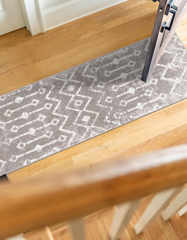 Stone Gray 2' 7 x 13' 1 Bohemian Trellis Runner Area Rug 100% Polypropylene With Cotton Backing Geometric Modern Boho Decor Carpet for Living Rooms Office Dining Kitchen Interior Design for Sale at Rug Engine