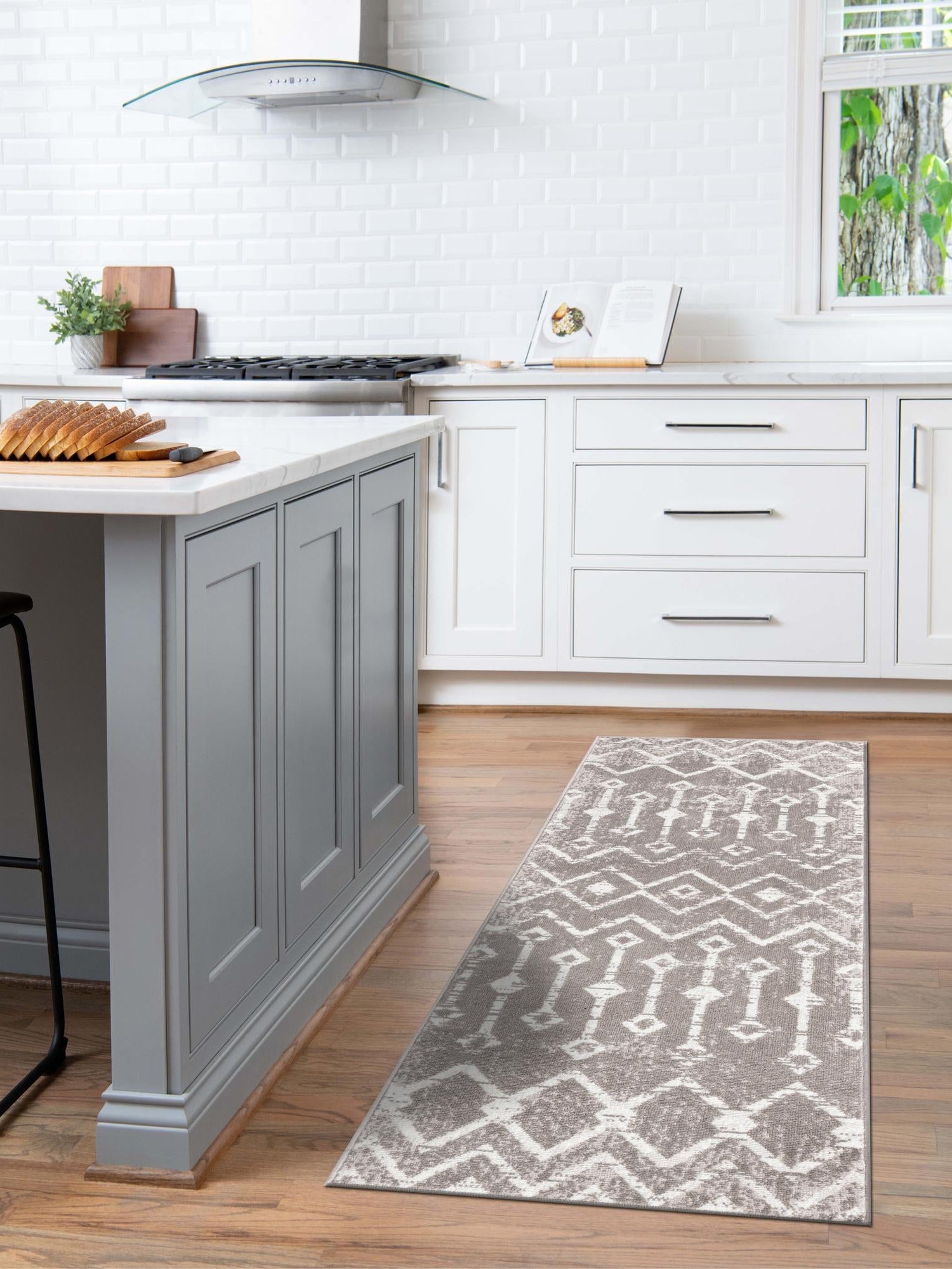 Stone Gray 2' 7 x 14' 1 Bohemian Trellis Runner Area Rug 100% Polypropylene With Cotton Backing Geometric Modern Boho Decor Carpet for Living Rooms Office Dining Kitchen Interior Design for Sale at Rug Engine