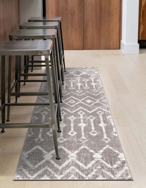Stone Gray 2' x 6' 1 Bohemian Trellis Runner Area Rug 100% Polypropylene With Cotton Backing Geometric Modern Boho Decor Carpet for Living Rooms Office Dining Kitchen Interior Design for Sale at Rug Engine