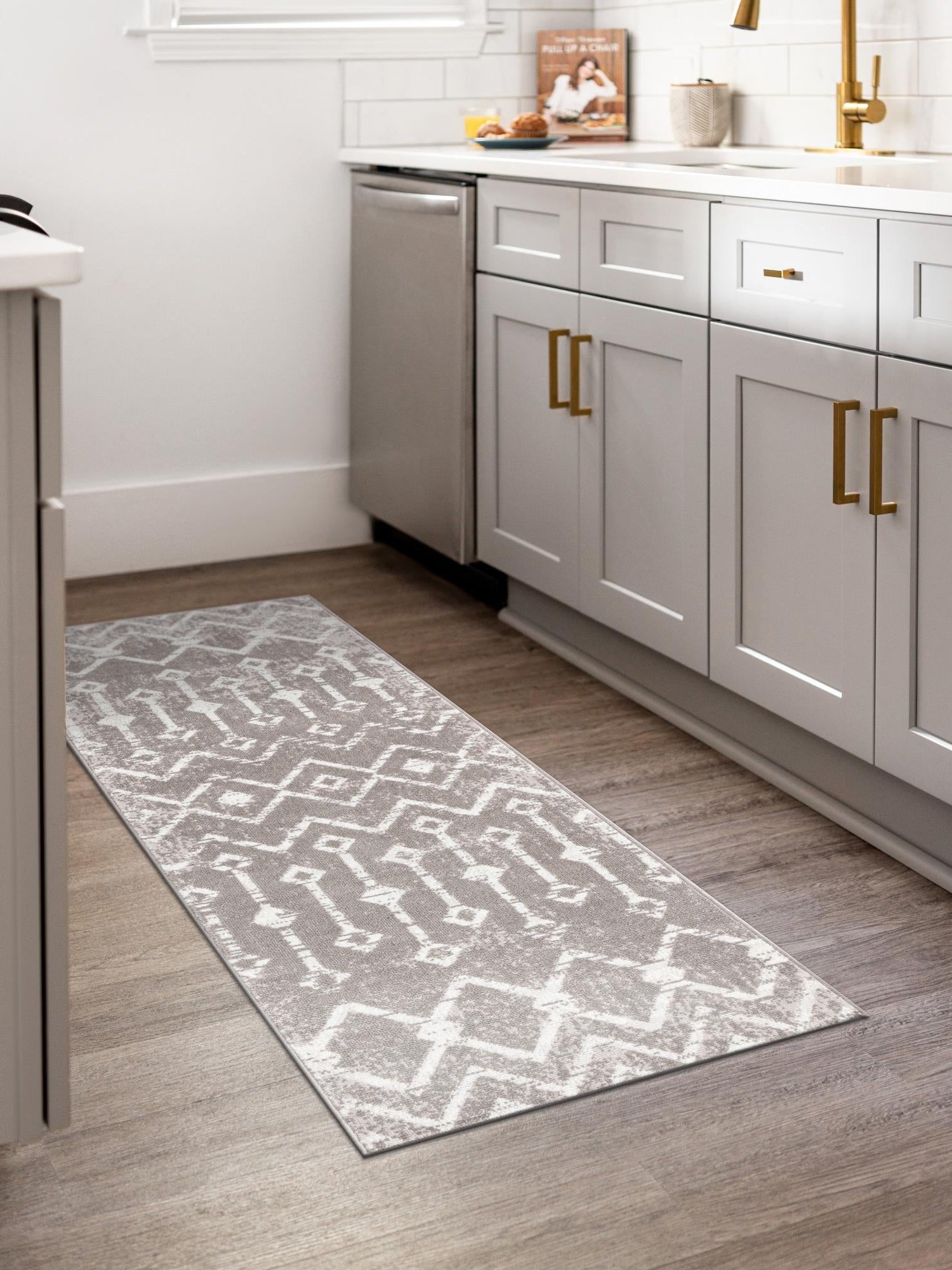 Stone Gray 2' 7 x 14' 1 Bohemian Trellis Runner Area Rug 100% Polypropylene With Cotton Backing Geometric Modern Boho Decor Carpet for Living Rooms Office Dining Kitchen Interior Design for Sale at Rug Engine