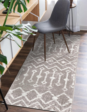 Stone Gray 2' 7 x 10' Bohemian Trellis Runner Area Rug 100% Polypropylene With Cotton Backing Geometric Modern Boho Decor Carpet for Living Rooms Office Dining Kitchen Interior Design for Sale at Rug Engine