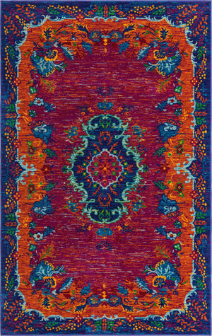 Fuchsia 1' 4 x 1' 4 Calypso Sample Area Rug 100% Polypropylene With Cotton Backing Colorful Vivid Traditional Design Carpet for Living Office Dining Rooms for Sale at Rug Engine