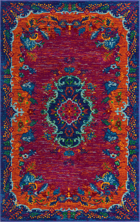 Fuchsia 1' 4 x 1' 4 Calypso Sample Area Rug 100% Polypropylene With Cotton Backing Colorful Vivid Traditional Design Carpet for Living Office Dining Rooms for Sale at Rug Engine