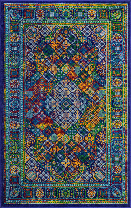 Navy Blue 1' 4 x 1' 4 Calypso Sample Area Rug 100% Polypropylene With Cotton Backing Colorful Vivid Traditional Design Carpet for Living Office Dining Rooms for Sale at Rug Engine