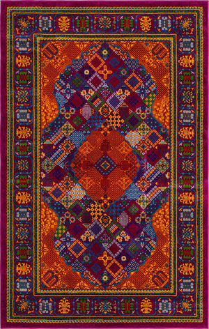 Fuchsia 1' 4 x 1' 4 Calypso Sample Area Rug 100% Polypropylene With Cotton Backing Colorful Vivid Traditional Design Carpet for Living Office Dining Rooms for Sale at Rug Engine