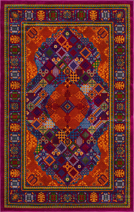 Fuchsia 1' 4 x 1' 4 Calypso Sample Area Rug 100% Polypropylene With Cotton Backing Colorful Vivid Traditional Design Carpet for Living Office Dining Rooms for Sale at Rug Engine
