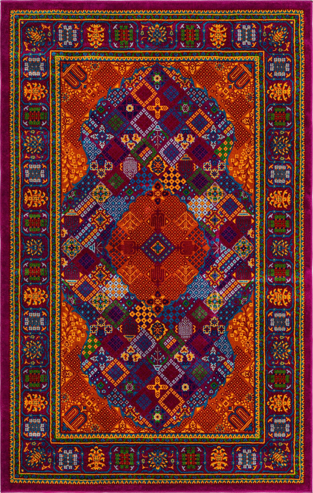 Fuchsia 1' 4 x 1' 4 Calypso Sample Area Rug 100% Polypropylene With Cotton Backing Colorful Vivid Traditional Design Carpet for Living Office Dining Rooms for Sale at Rug Engine