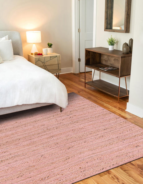 Light Pink 4' 1 x 6' 1 Braided Jute Rectangle Area Rug 100% Jute Hand Braided Natural Eco-Friendly Boho Style Carpet for Living Rooms Dining Office Space Dorms for Sale at Rug Engine
