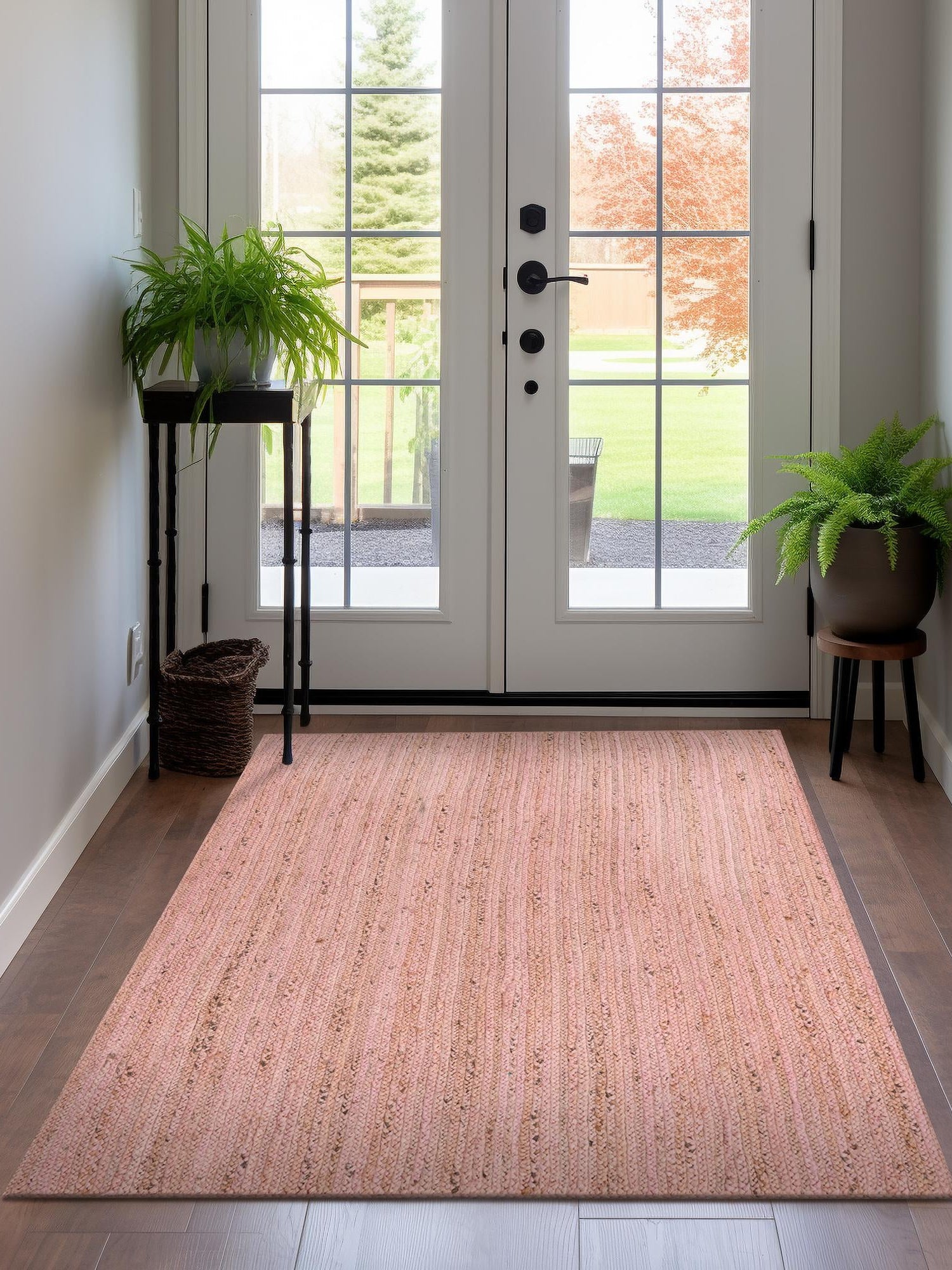 Light Pink 7' 1 x 10' Braided Jute Rectangle Area Rug 100% Jute Hand Braided Natural Eco-Friendly Boho Style Carpet for Living Rooms Dining Office Space Dorms for Sale at Rug Engine