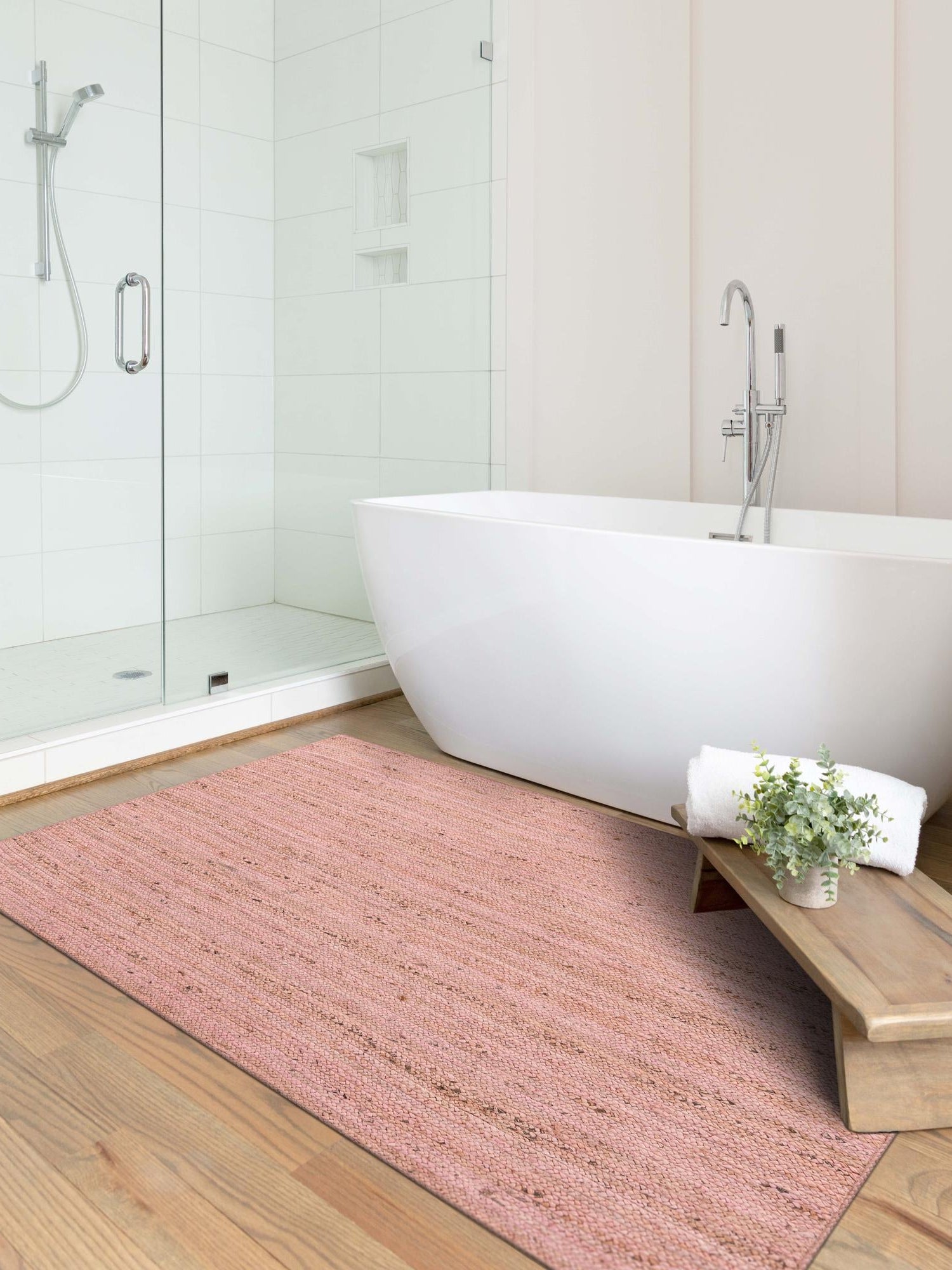 Light Pink 7' 1 x 10' Braided Jute Rectangle Area Rug 100% Jute Hand Braided Natural Eco-Friendly Boho Style Carpet for Living Rooms Dining Office Space Dorms for Sale at Rug Engine