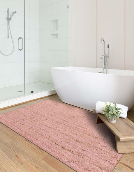 Light Pink 10' x 14' 1 Braided Jute Rectangle Area Rug 100% Jute Hand Braided Natural Eco-Friendly Boho Style Carpet for Living Rooms Dining Office Space Dorms for Sale at Rug Engine