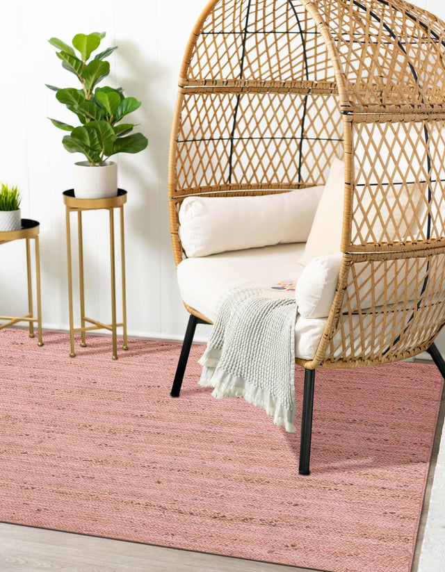Light Pink 6' 1 x 9' Braided Jute Rectangle Rug