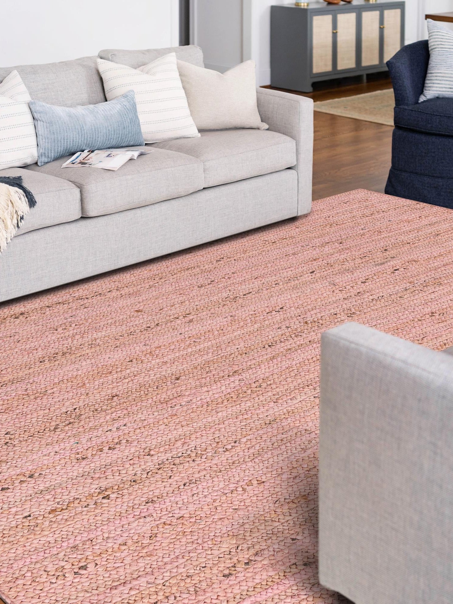 Light Pink 3' 3 x 5' 1 Braided Jute Rectangle Area Rug 100% Jute Hand Braided Natural Eco-Friendly Boho Style Carpet for Living Rooms Dining Office Space Dorms for Sale at Rug Engine