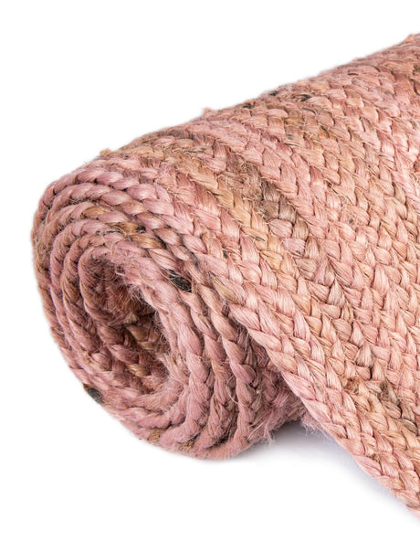 Light Pink 9' x 12' Braided Jute Rectangle Area Rug 100% Jute Hand Braided Natural Eco-Friendly Boho Style Carpet for Living Rooms Dining Office Space Dorms for Sale at Rug Engine