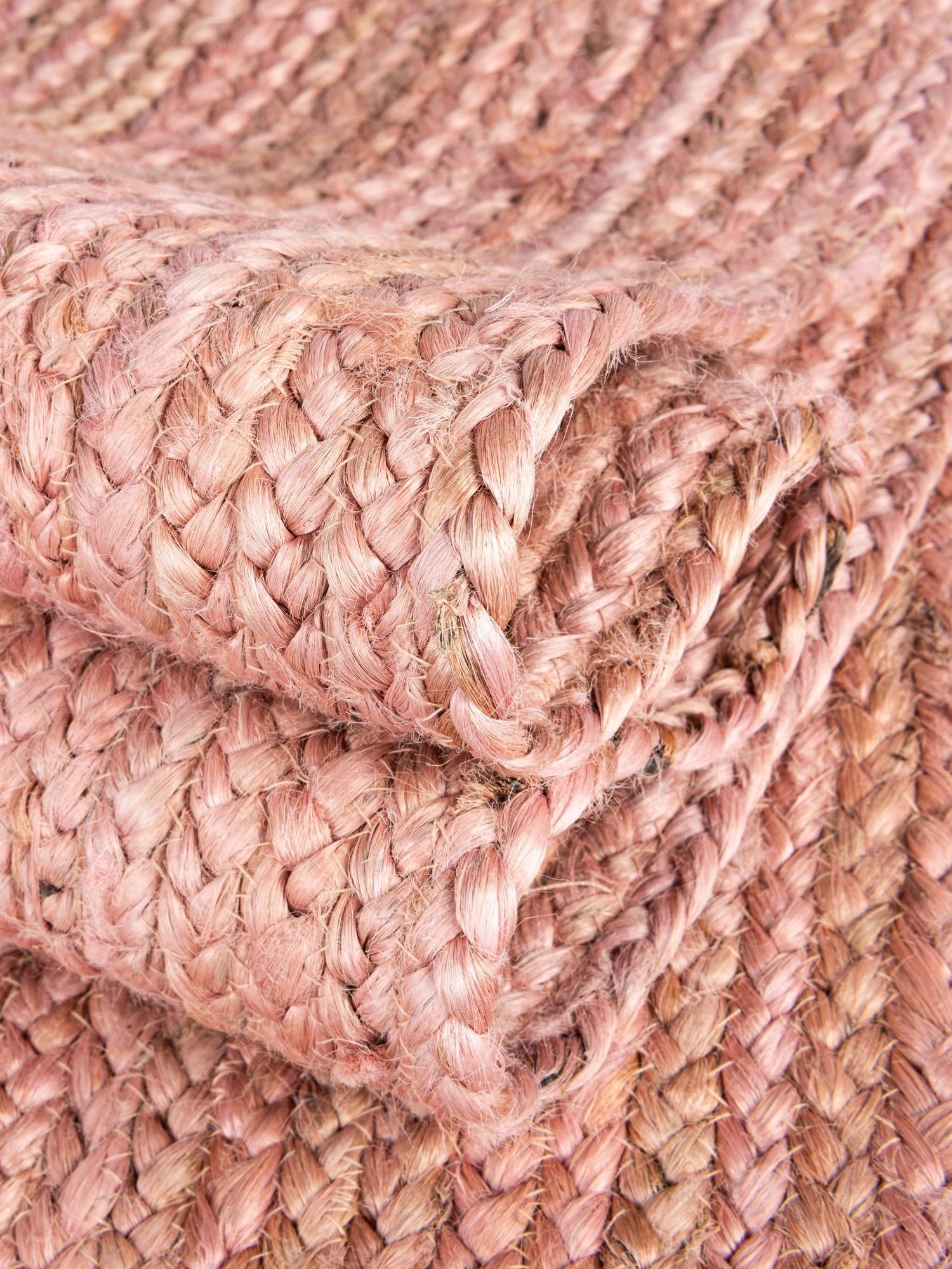 Light Pink 8' x 10' Braided Jute Rectangle Area Rug 100% Jute Hand Braided Natural Eco-Friendly Boho Style Carpet for Living Rooms Dining Office Space Dorms for Sale at Rug Engine