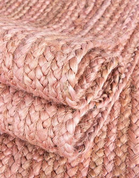 Light Pink 8' x 10' Braided Jute Rectangle Area Rug 100% Jute Hand Braided Natural Eco-Friendly Boho Style Carpet for Living Rooms Dining Office Space Dorms for Sale at Rug Engine