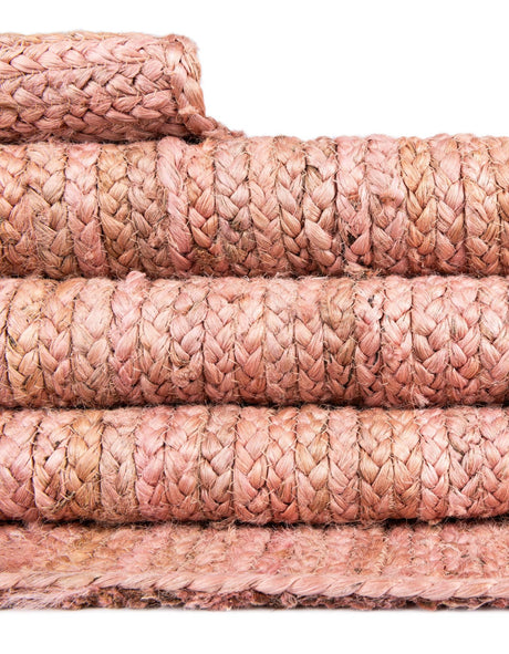 Light Pink 10' x 14' 1 Braided Jute Rectangle Area Rug 100% Jute Hand Braided Natural Eco-Friendly Boho Style Carpet for Living Rooms Dining Office Space Dorms for Sale at Rug Engine