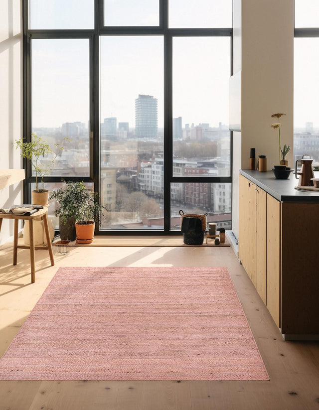 Light Pink 8' x 8' Braided Jute Square Rug