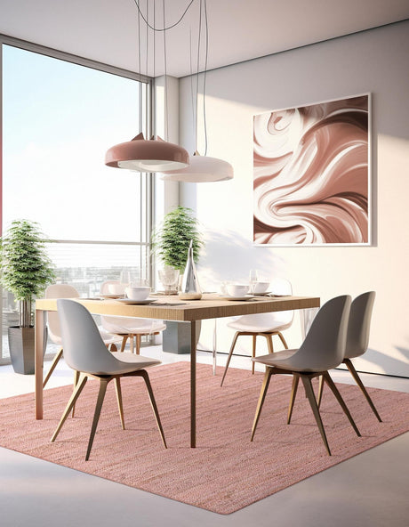 Light Pink 8' x 8' Braided Jute Square Area Rug 100% Jute Hand Braided Natural Eco-Friendly Boho Style Carpet for Living Rooms Dining Office Space Dorms for Sale at Rug Engine