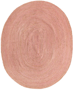 Light Pink 8' x 10' Braided Jute Oval Rug