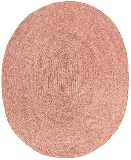 Light Pink 8' x 10' Braided Jute Oval Rug
