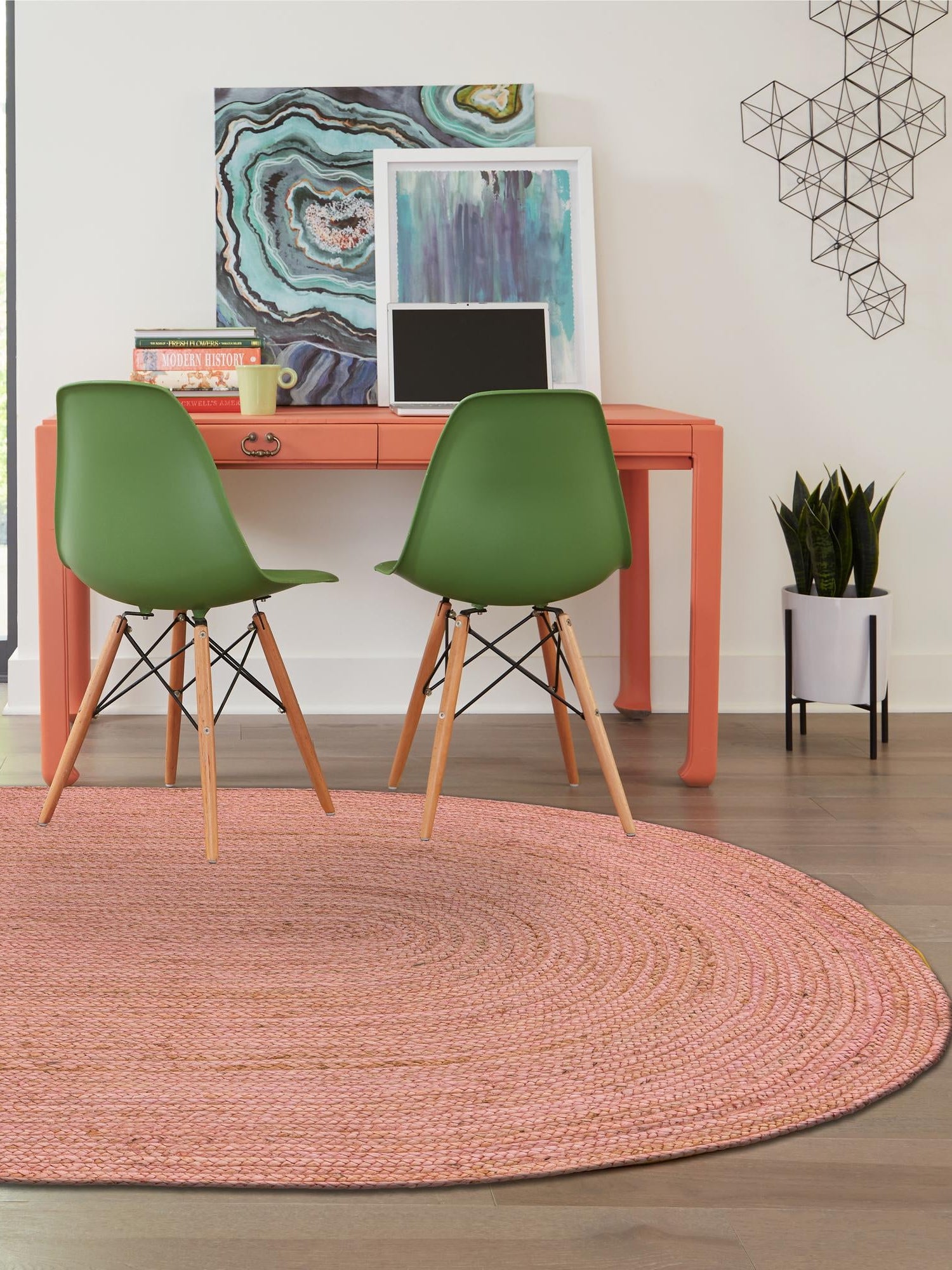 Light Pink 8' x 10' Braided Jute Oval Area Rug 100% Jute Hand Braided Natural Eco-Friendly Boho Style Carpet for Living Rooms Dining Office Space Dorms for Sale at Rug Engine