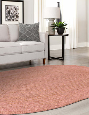 Light Pink 3' 3 x 5' 1 Braided Jute Oval Rug