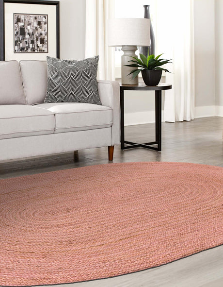 Light Pink 3' 3 x 5' 1 Braided Jute Oval Area Rug 100% Jute Hand Braided Natural Eco-Friendly Boho Style Carpet for Living Rooms Dining Office Space Dorms for Sale at Rug Engine