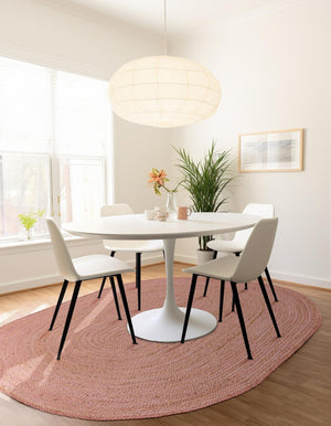 Light Pink 3' 3 x 5' 1 Braided Jute Oval Rug
