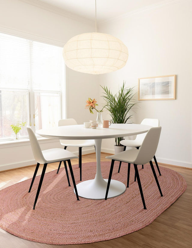 Light Pink 3' 3 x 5' 1 Braided Jute Oval Rug