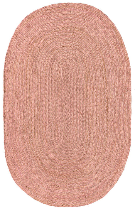 Light Pink 5' 1 x 8' Braided Jute Oval Rug