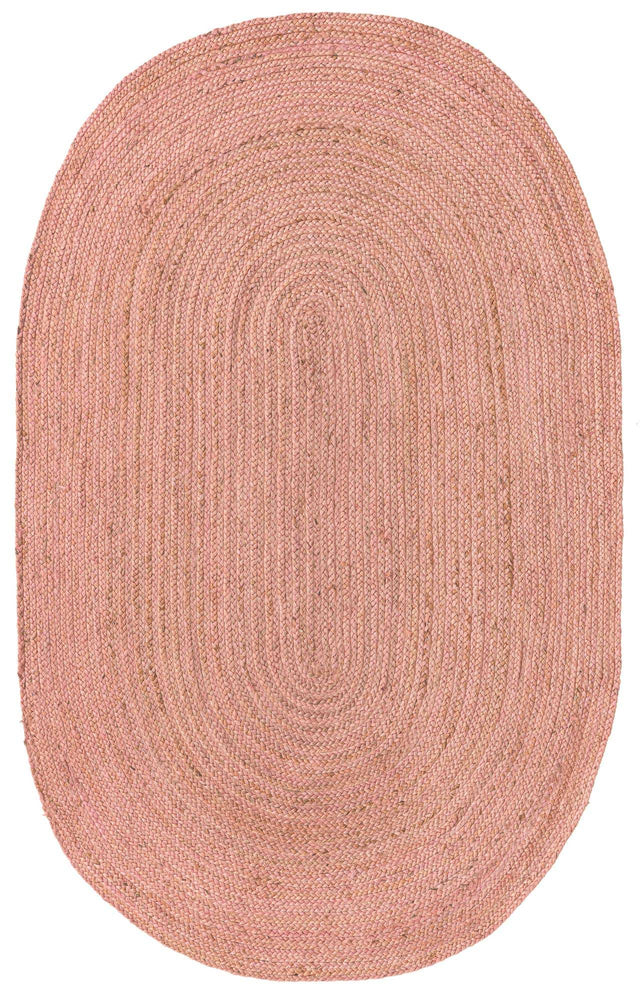 Light Pink 5' 1 x 8' Braided Jute Oval Rug