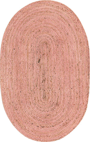 Light Pink 3' 3 x 5' 1 Braided Jute Oval Rug