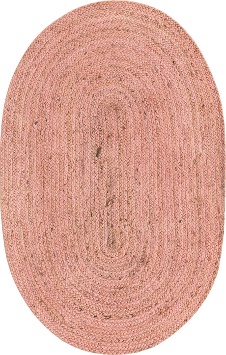 Light Pink 3' 3 x 5' 1 Braided Jute Oval Rug