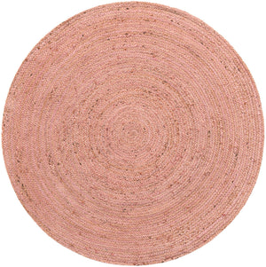 Light Pink 5' 1 x 5' 1 Braided Jute Round Rug