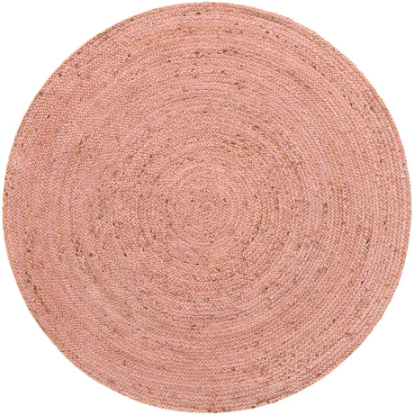 Light Pink 5' 1 x 5' 1 Braided Jute Round Rug