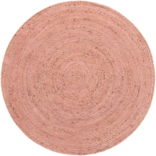 Light Pink 5' 1 x 5' 1 Braided Jute Round Rug