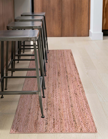 Light Pink 2' 6 x 6' 1 Braided Jute Runner Area Rug 100% Jute Hand Braided Natural Eco-Friendly Boho Style Carpet for Living Rooms Dining Office Space Dorms for Sale at Rug Engine