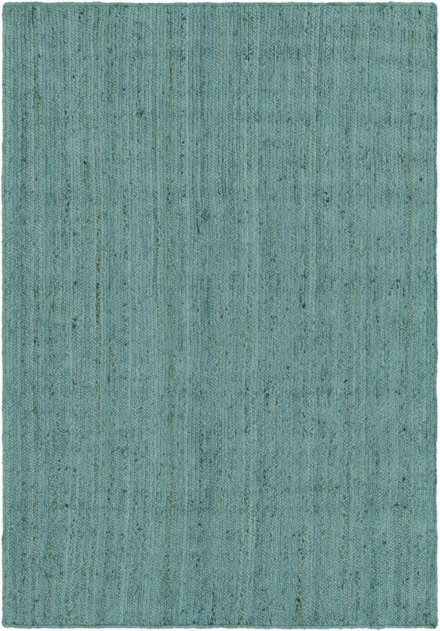 Turquoise 6' 1 x 9' Braided Jute Rectangle Rug