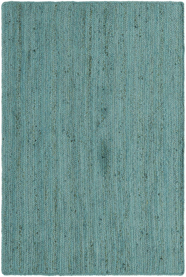 Turquoise 4' 1 x 6' 1 Braided Jute Rectangle Rug