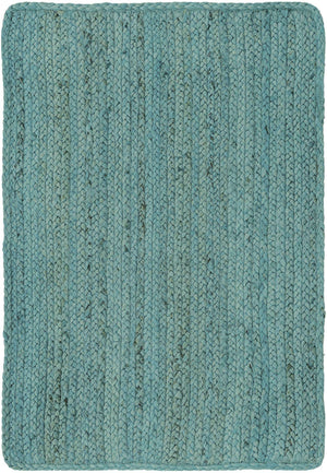 Turquoise 2' x 3' 1 Braided Jute Rectangle Rug
