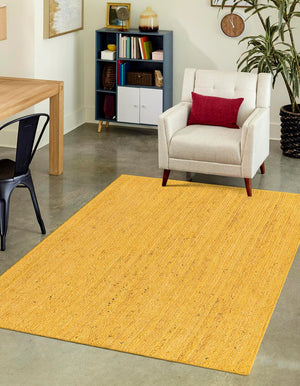 Yellow 9' x 12' Braided Jute Rectangle Rug