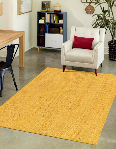 Yellow 9' x 12' Braided Jute Rectangle Rug