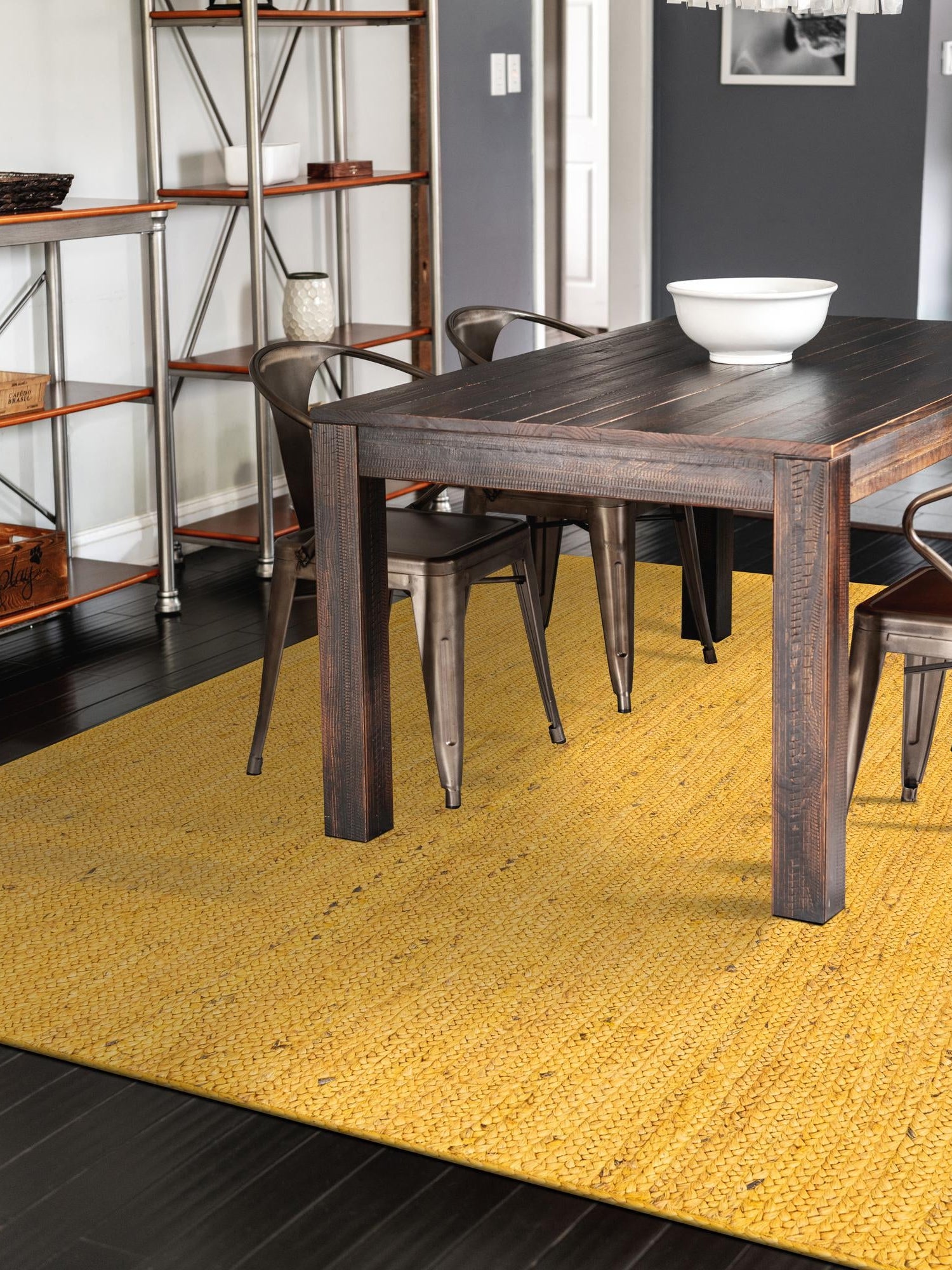 Yellow 8' x 10' Braided Jute Rectangle Area Rug 100% Jute Hand Braided Natural Eco-Friendly Boho Style Carpet for Living Rooms Dining Office Space Dorms for Sale at Rug Engine