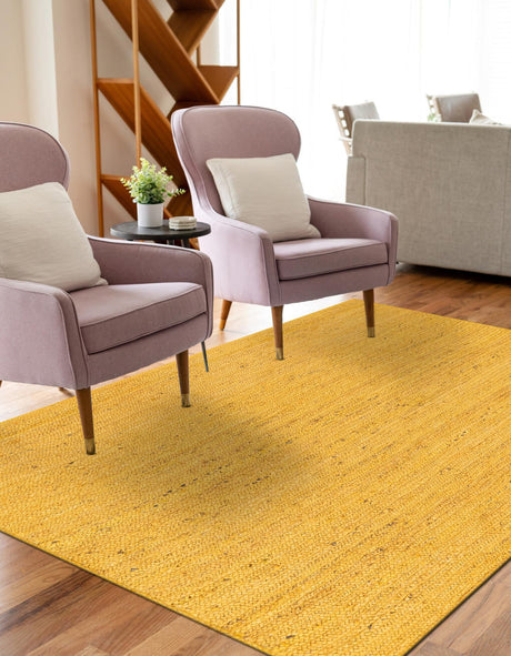 Yellow 5' 1 x 8' Braided Jute Rectangle Area Rug 100% Jute Hand Braided Natural Eco-Friendly Boho Style Carpet for Living Rooms Dining Office Space Dorms for Sale at Rug Engine