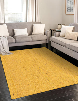 Yellow 10' x 14' 1 Braided Jute Rectangle Rug