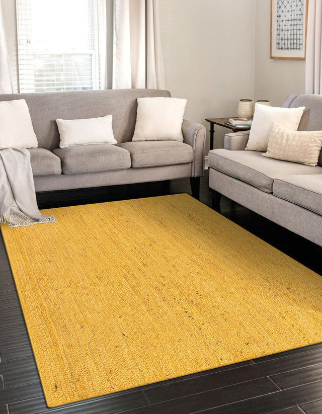 Yellow 10' x 14' 1 Braided Jute Rectangle Rug