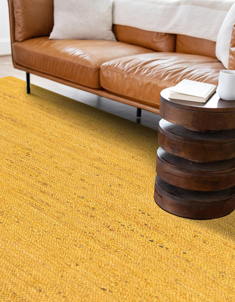 Yellow 9' x 12' Braided Jute Rectangle Area Rug 100% Jute Hand Braided Natural Eco-Friendly Boho Style Carpet for Living Rooms Dining Office Space Dorms for Sale at Rug Engine